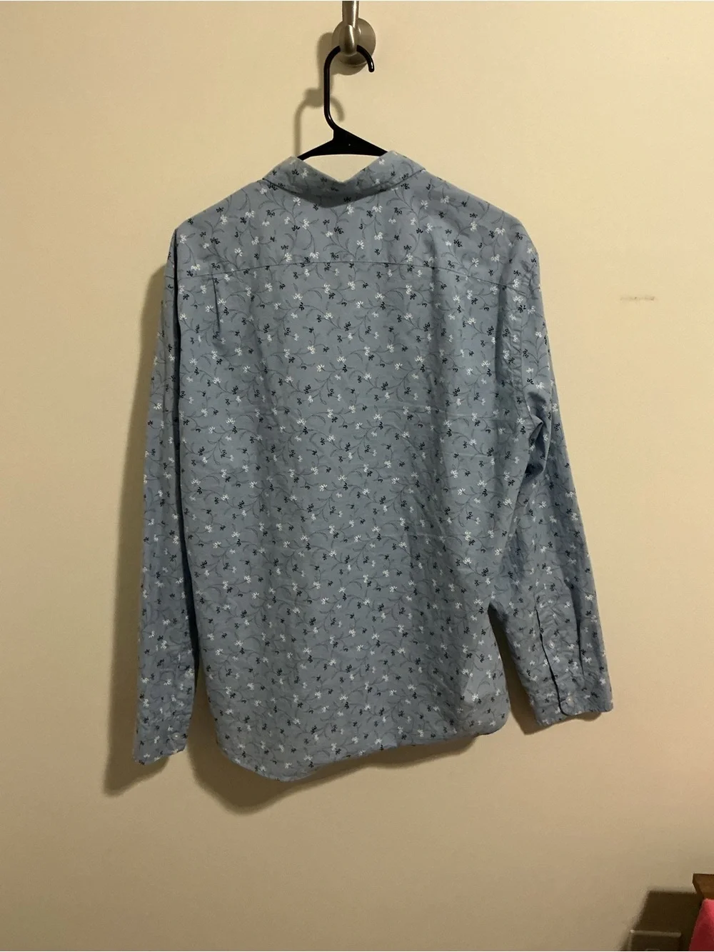 J. Crew Light Blue Floral-Print Button-Down Shirt Large Untucked